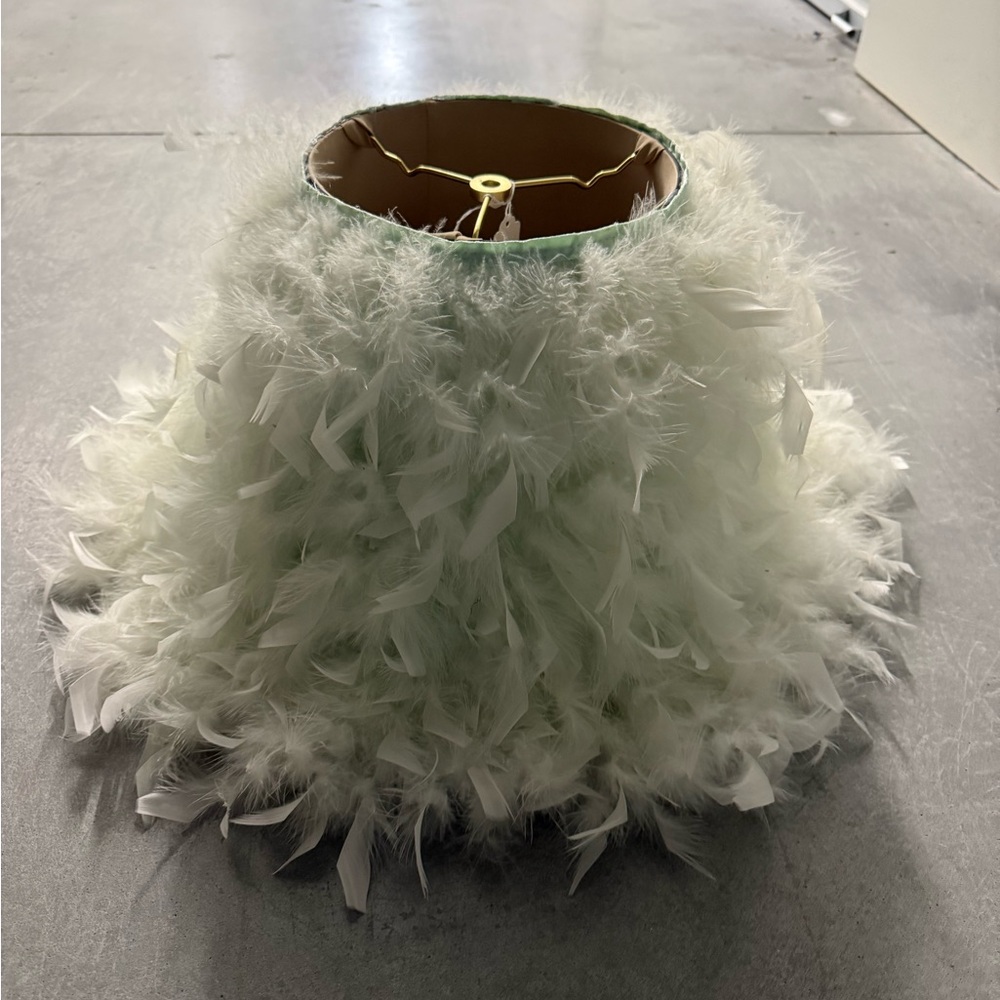 Feathered Lampshade in White